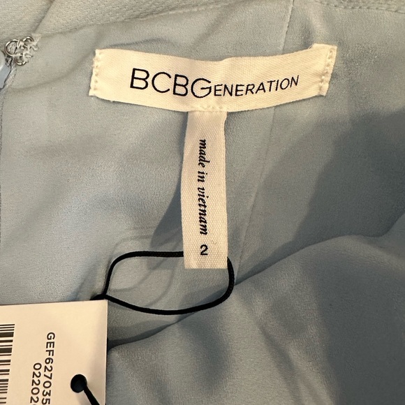NWT BCBGeneration pale soft baby blue square neck ruffle sleeve mini dress - Picture 11 of 14